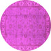 Round Oriental Pink Traditional Rug, urb1338pnk