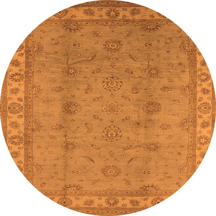 Round Oriental Orange Traditional Rug, urb1338org