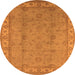 Round Oriental Orange Traditional Rug, urb1338org