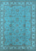 Machine Washable Oriental Light Blue Traditional Rug, wshurb1338lblu