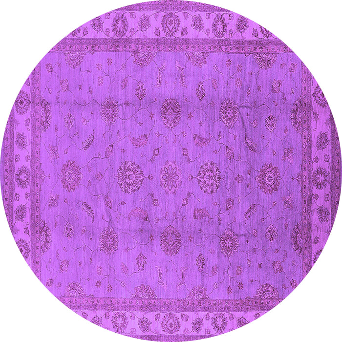 Round Oriental Purple Traditional Rug, urb1338pur