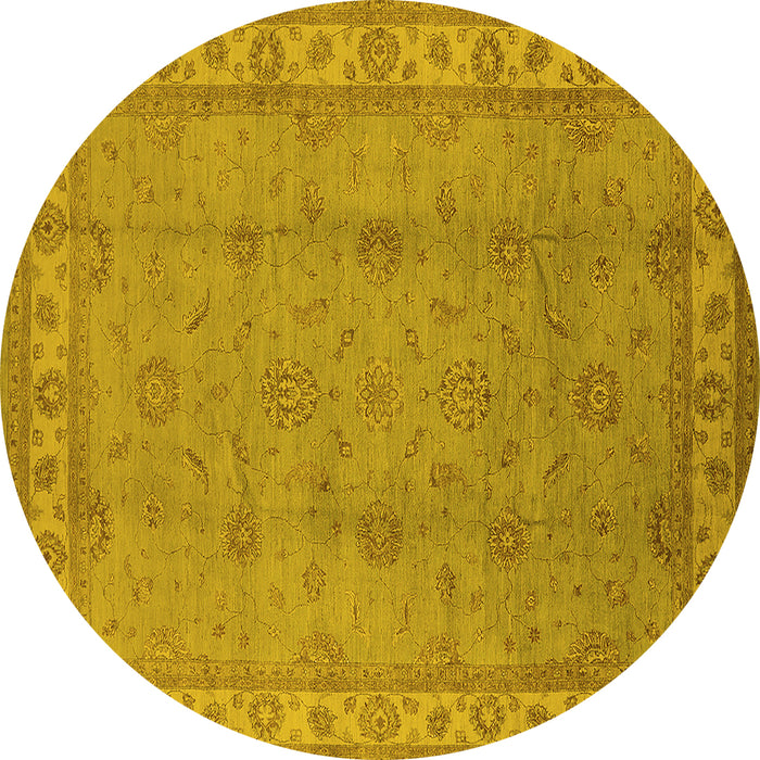 Round Oriental Yellow Traditional Rug, urb1338yw