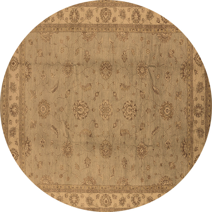 Round Oriental Brown Traditional Rug, urb1338brn