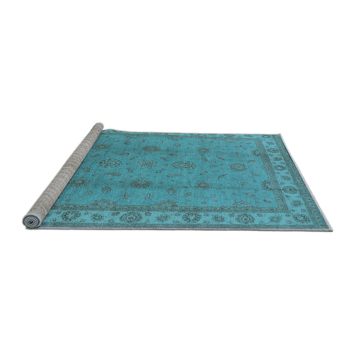 Sideview of Machine Washable Oriental Light Blue Traditional Rug, wshurb1338lblu