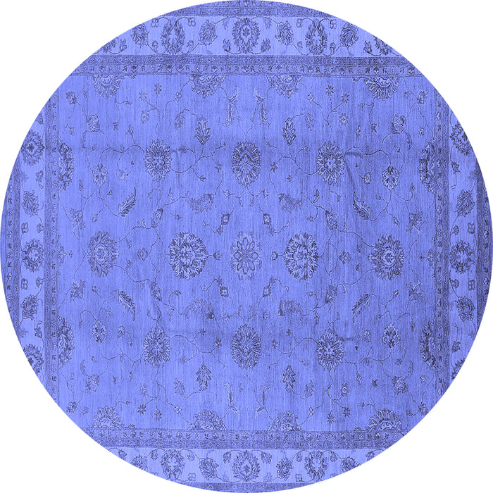 Round Oriental Blue Traditional Rug, urb1338blu