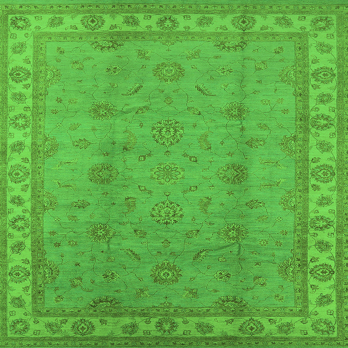 Square Oriental Green Traditional Rug, urb1338grn