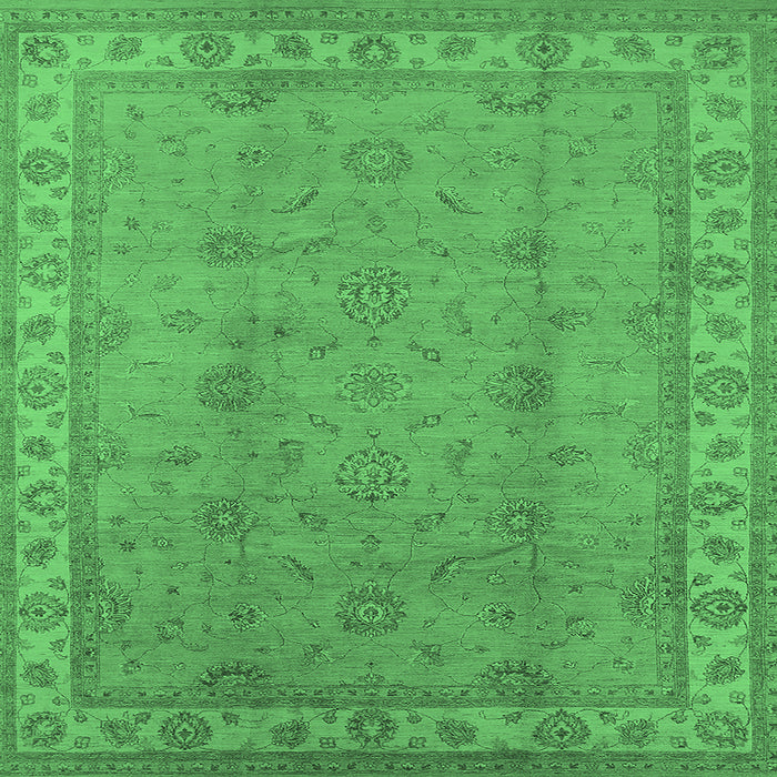 Square Oriental Emerald Green Traditional Rug, urb1338emgrn