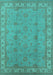 Machine Washable Oriental Turquoise Traditional Area Rugs, wshurb1338turq