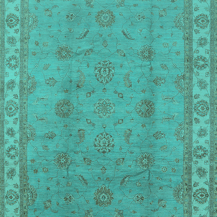 Machine Washable Oriental Turquoise Traditional Area Rugs, wshurb1338turq
