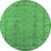 Round Oriental Emerald Green Traditional Rug, urb1338emgrn