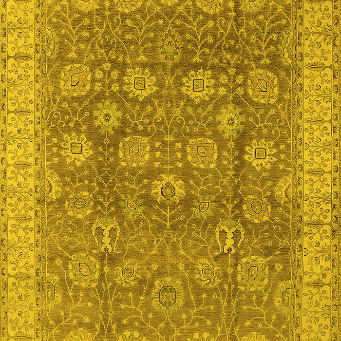 Machine Washable Oriental Yellow Traditional Rug, wshurb1339yw
