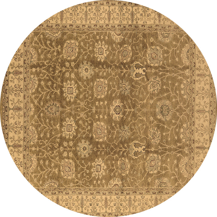 Round Machine Washable Oriental Brown Traditional Rug, wshurb1339brn