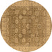 Round Machine Washable Oriental Brown Traditional Rug, wshurb1339brn