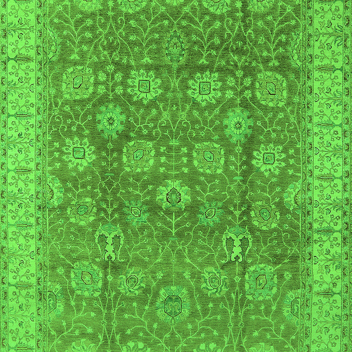 Machine Washable Oriental Green Traditional Area Rugs, wshurb1339grn