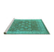 Sideview of Machine Washable Oriental Turquoise Traditional Area Rugs, wshurb1339turq