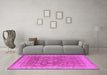 Machine Washable Oriental Pink Traditional Rug in a Living Room, wshurb1339pnk