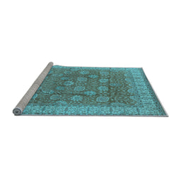 Sideview of Machine Washable Oriental Light Blue Traditional Rug, wshurb1339lblu