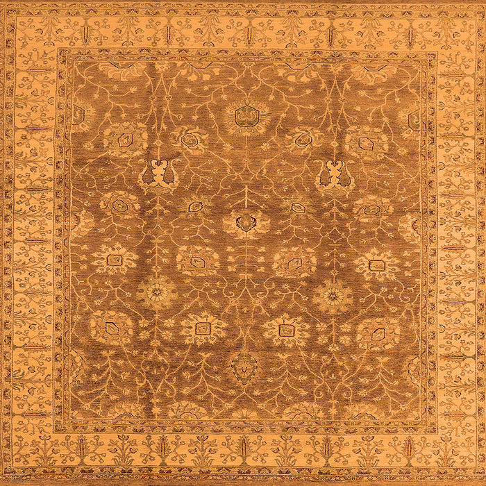 Square Machine Washable Oriental Orange Traditional Area Rugs, wshurb1339org
