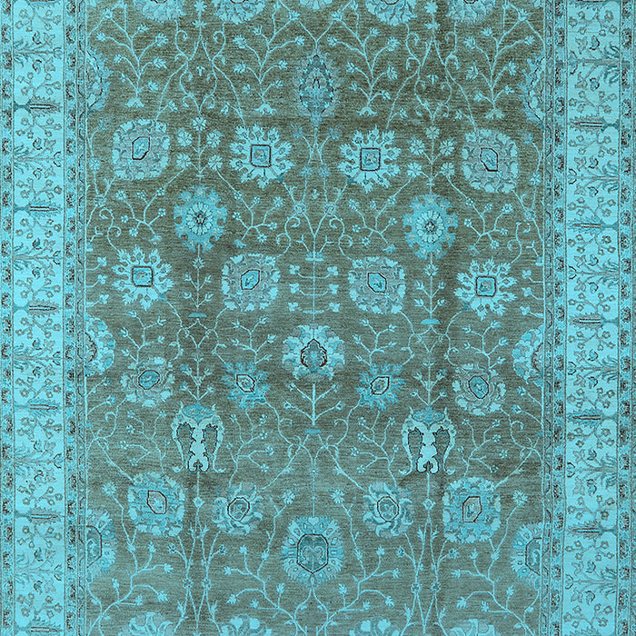 Machine Washable Oriental Light Blue Traditional Rug, wshurb1339lblu