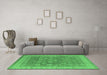 Machine Washable Oriental Emerald Green Traditional Area Rugs in a Living Room,, wshurb1339emgrn