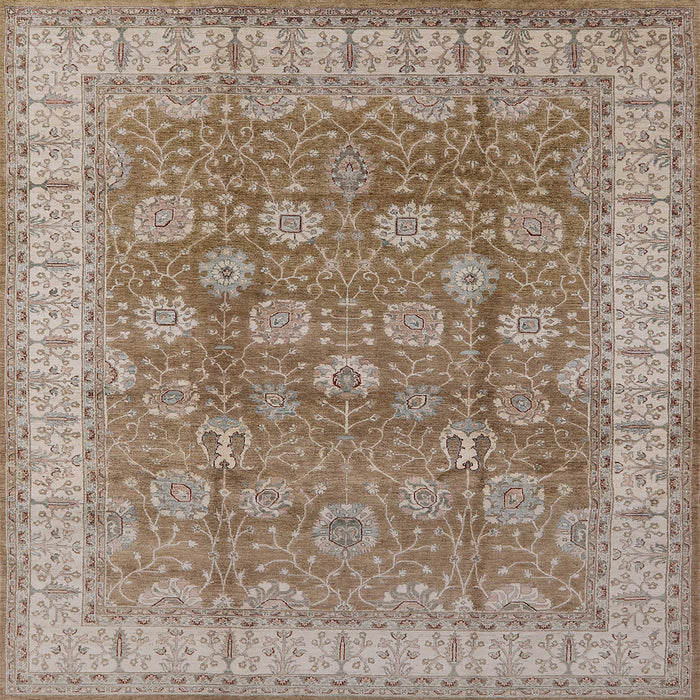 Square Mid-Century Modern Light French Beige Brown Oriental Rug, urb1339