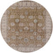 Round Mid-Century Modern Light French Beige Brown Oriental Rug, urb1339
