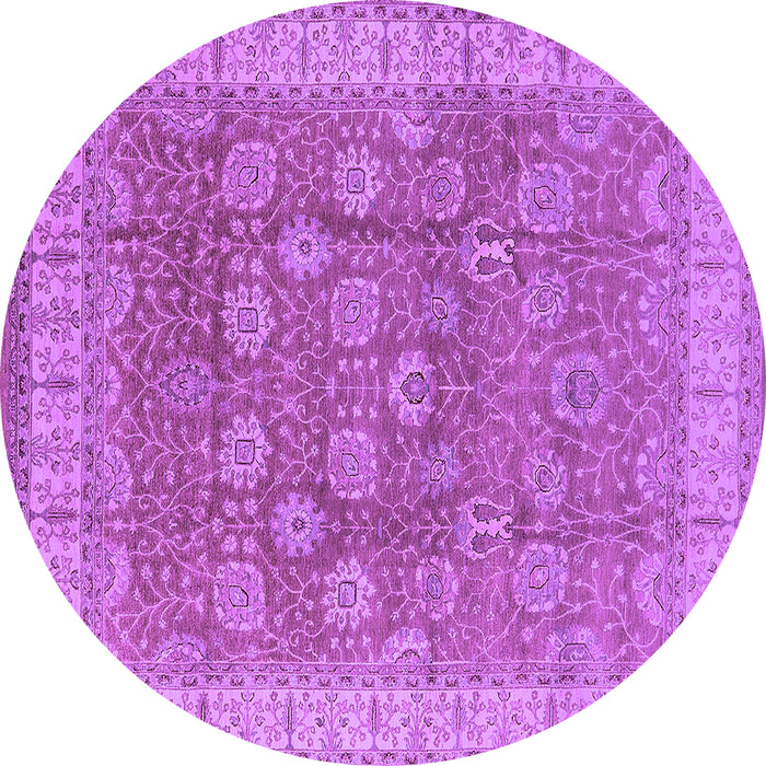 Round Oriental Purple Traditional Rug, urb1339pur