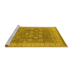 Sideview of Machine Washable Oriental Yellow Traditional Rug, wshurb1339yw