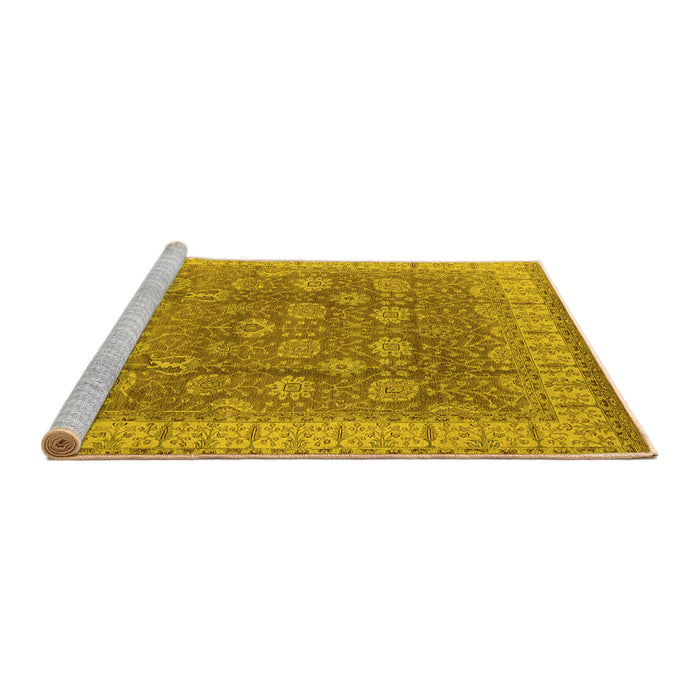 Sideview of Machine Washable Oriental Yellow Traditional Rug, wshurb1339yw