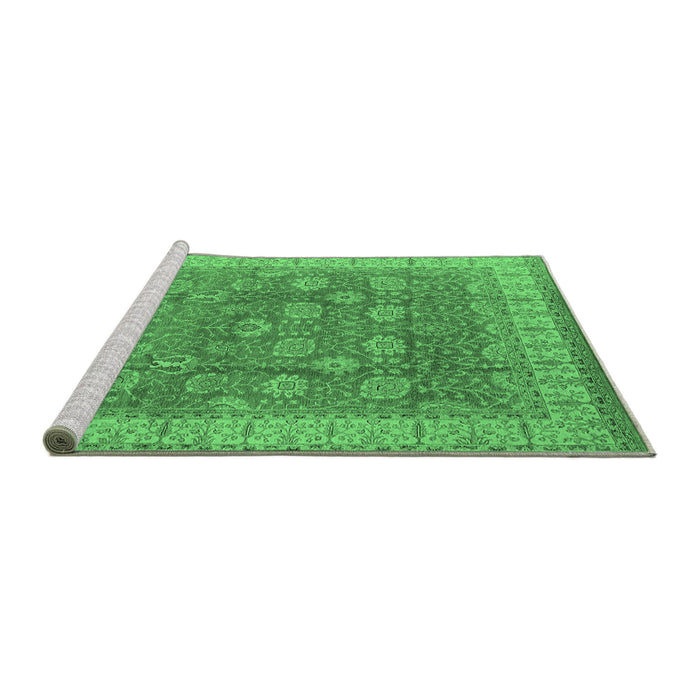 Sideview of Machine Washable Oriental Emerald Green Traditional Area Rugs, wshurb1339emgrn