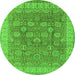 Round Oriental Green Traditional Rug, urb1339grn