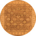 Round Machine Washable Oriental Orange Traditional Area Rugs, wshurb1339org