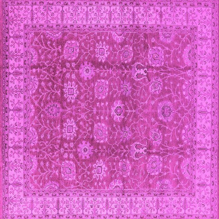Square Machine Washable Oriental Pink Traditional Rug, wshurb1339pnk