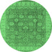 Round Oriental Emerald Green Traditional Rug, urb1339emgrn