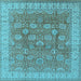 Square Machine Washable Oriental Light Blue Traditional Rug, wshurb1339lblu