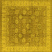 Square Machine Washable Oriental Yellow Traditional Rug, wshurb1339yw