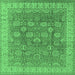 Square Oriental Emerald Green Traditional Rug, urb1339emgrn