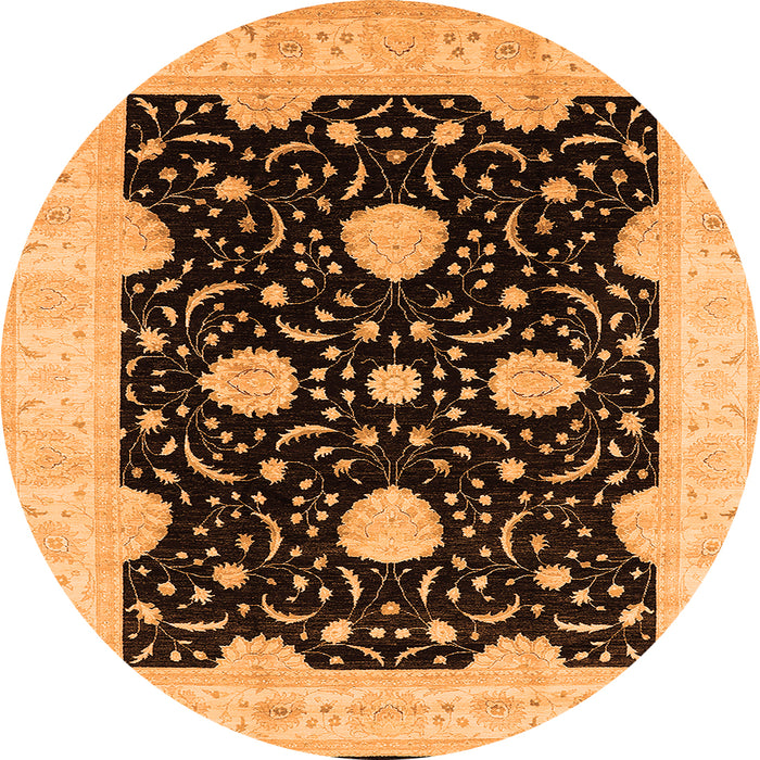 Round Oriental Orange Traditional Rug, urb1340org