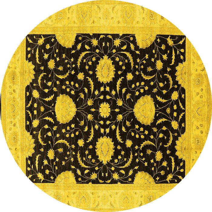 Round Oriental Yellow Traditional Rug, urb1340yw