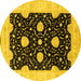 Round Oriental Yellow Traditional Rug, urb1340yw