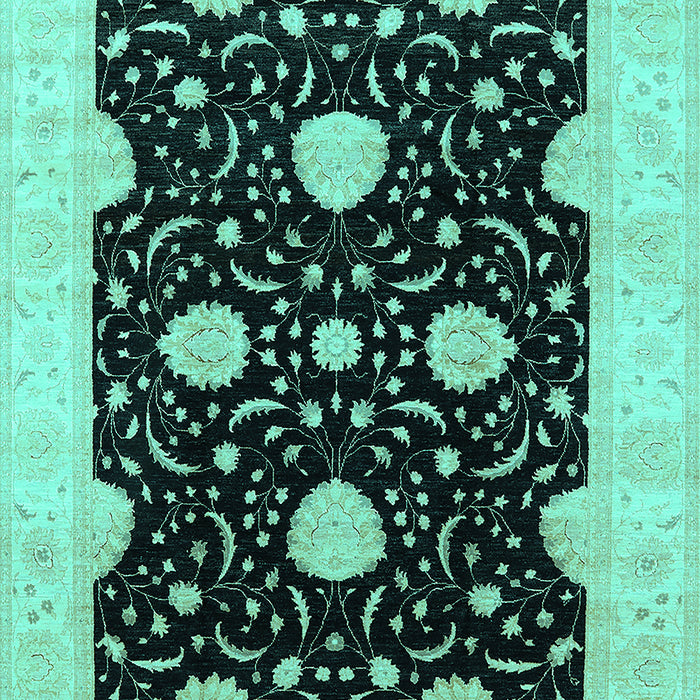 Machine Washable Oriental Turquoise Traditional Area Rugs, wshurb1340turq