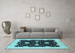 Machine Washable Oriental Light Blue Traditional Rug in a Living Room, wshurb1340lblu