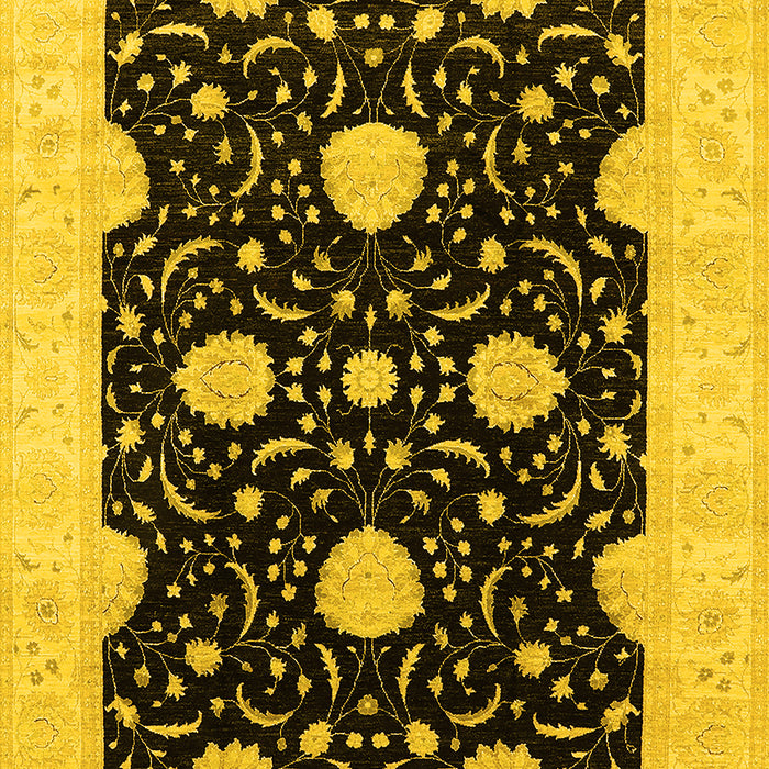 Machine Washable Oriental Yellow Traditional Rug, wshurb1340yw