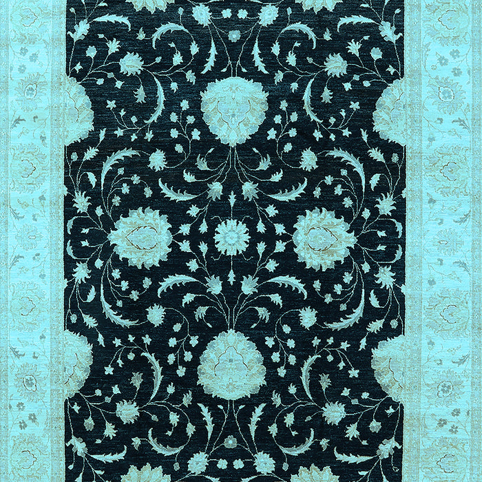 Machine Washable Oriental Light Blue Traditional Rug, wshurb1340lblu