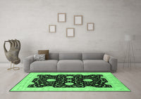 Machine Washable Oriental Emerald Green Traditional Rug, wshurb1340emgrn