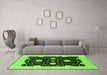 Machine Washable Oriental Green Traditional Area Rugs in a Living Room,, wshurb1340grn