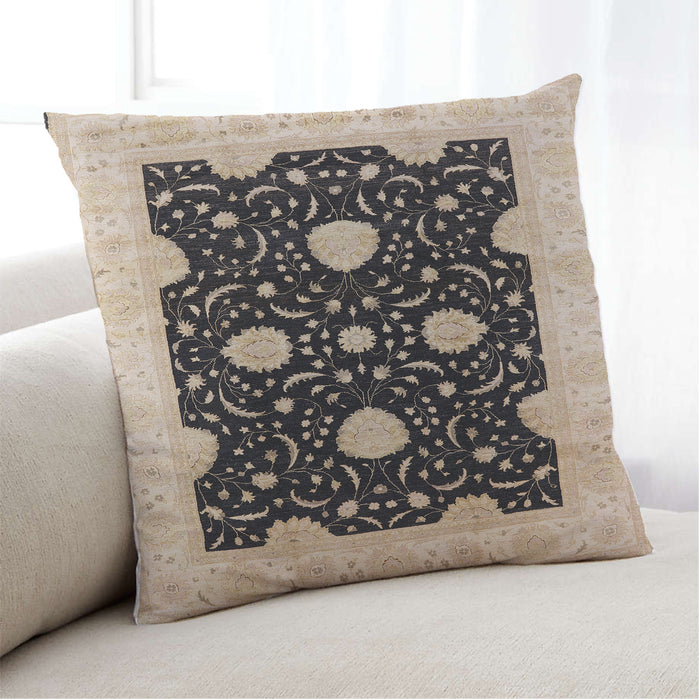 Lifestyle Image of Mid-Century Modern Urban Square Pastel Orange Throw Pillow, 18 inch by 18 inch, pwurb1340