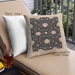 Front View of Mid-Century Modern Urban Square Pastel Orange Throw Pillow, 18 inch by 18 inch, pwurb1340