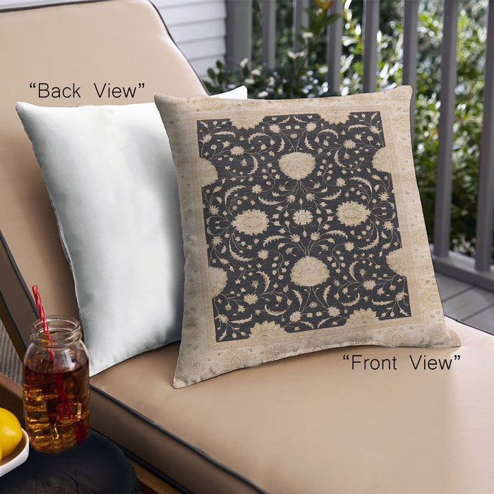 Front View of Mid-Century Modern Urban Square Pastel Orange Throw Pillow, 18 inch by 18 inch, pwurb1340