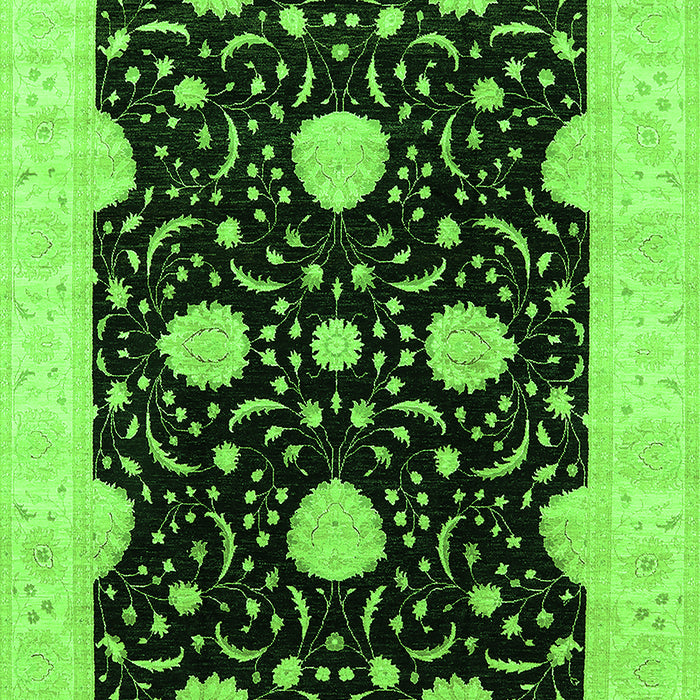 Machine Washable Oriental Green Traditional Area Rugs, wshurb1340grn